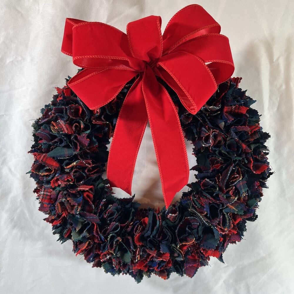 Vintage Pendleton 100% Wool Shirt Skirt made into Christmas Wreath Plaid Tartan